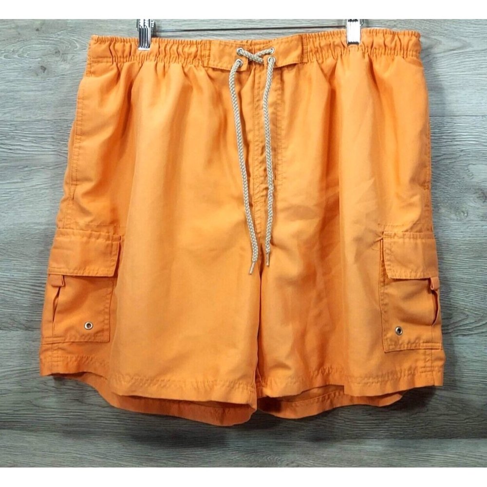 Sand N Sun Vintage Men Athletic Beach Shorts in Orange XL Swim Sport Pants Gift